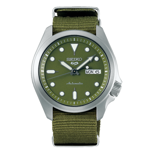 NEW Seiko 5 Sports 100M Automatic Men's Watch Military All Green Nylon Strap SRPE65K1 - Diligence1International