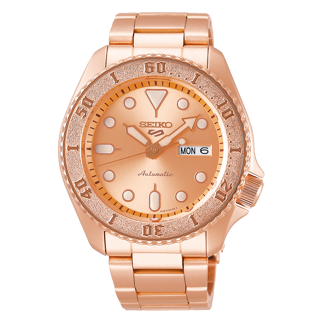 NEW Seiko 5 Sports 100M Automatic Men's Watch All Rose Gold Plated SRPE72K1 - Diligence1International