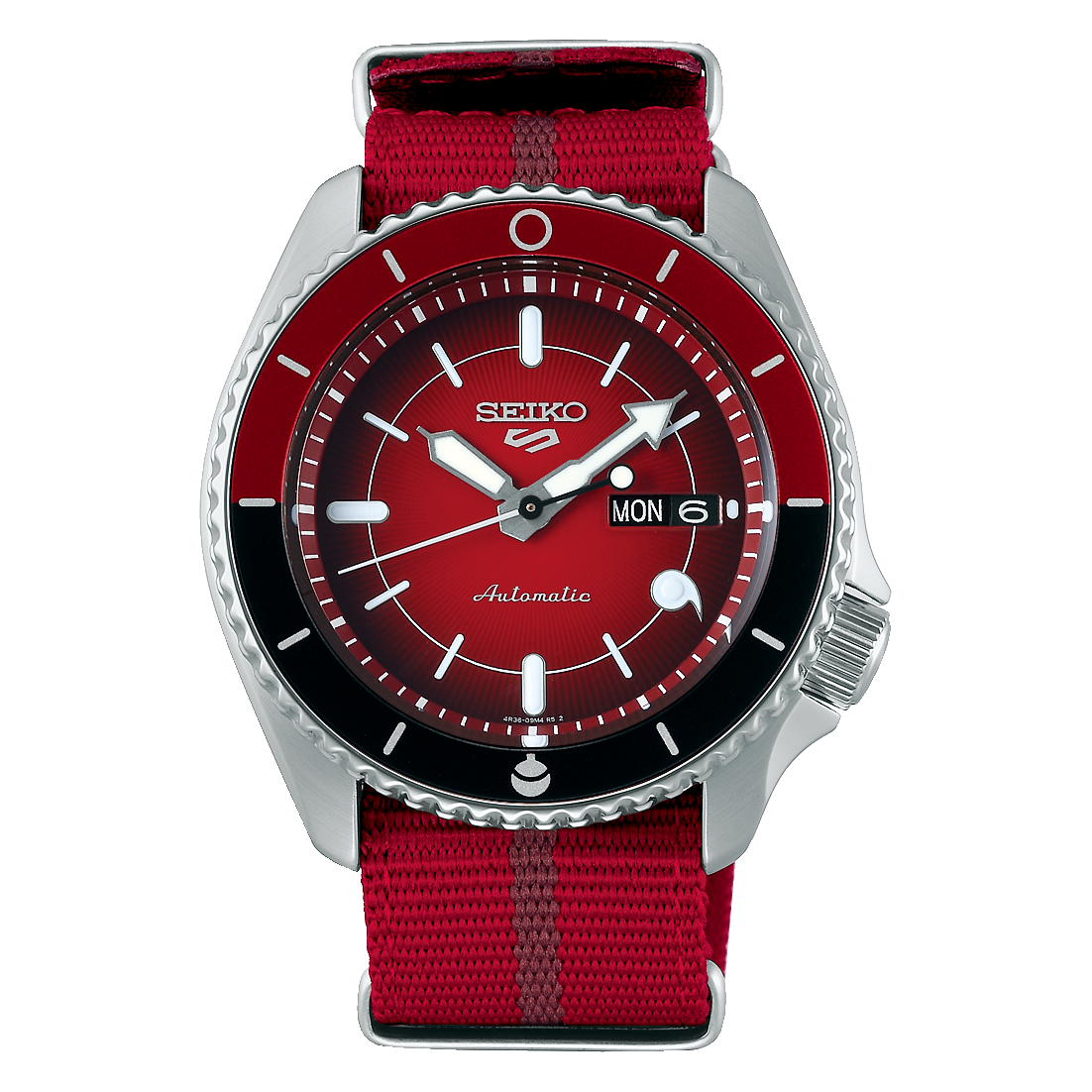 Seiko 5 Sports 100M LE Boruto's Sarada Automatic Men's Watch Red Dial Nylon Strap SRPF67K1 - Diligence1International