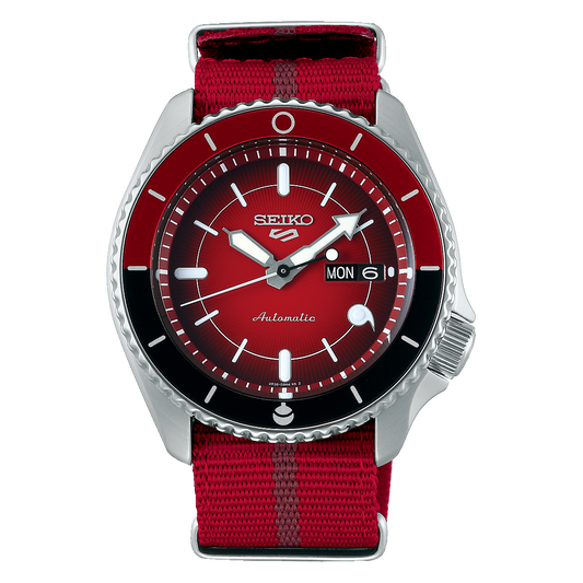 Seiko 5 Sports 100M LE Boruto's Sarada Automatic Men's Watch Red Dial Nylon Strap SRPF67K1 - Diligence1International