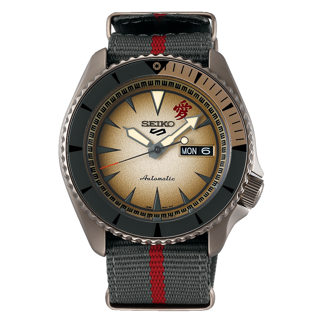 Seiko 5 Sports 100M Naruto LE Gaara Automatic Men's Watch Beige Dial Nylon Strap SRPF71K1 - Diligence1International