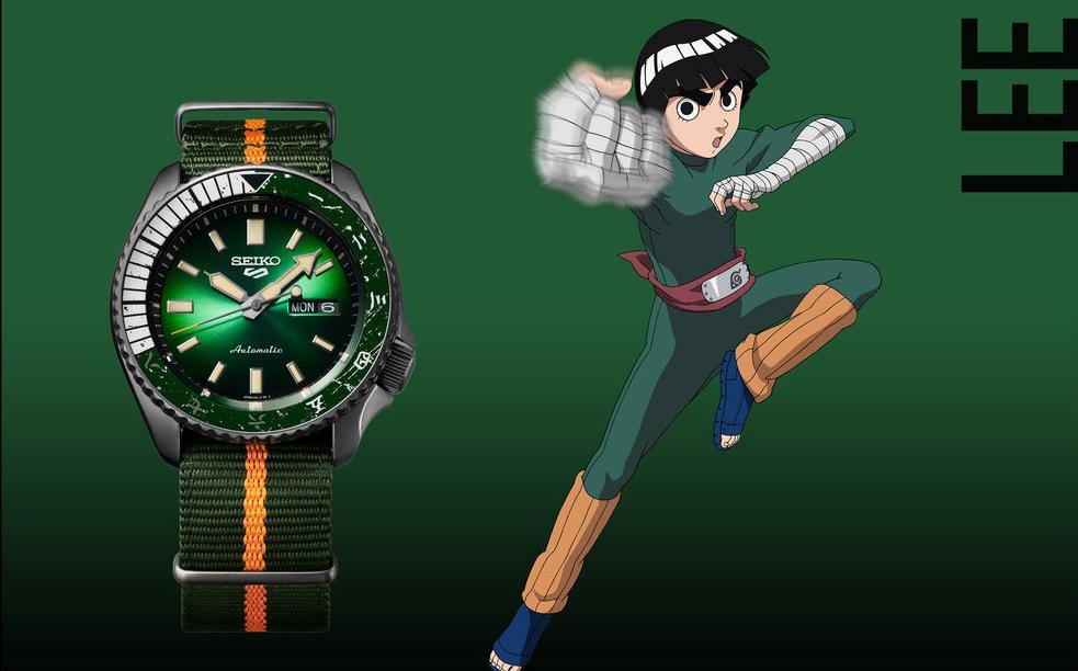 Seiko 5 Sports 100M Naruto LE Rock Lee Automatic Men's Watch Green Dial Nylon Strap SRPF73K1 - Diligence1International