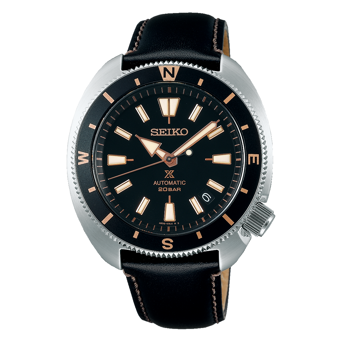 Seiko Prospex Turtle Black Land Tortoise 200M Leather Strap Watch SRPG17K1