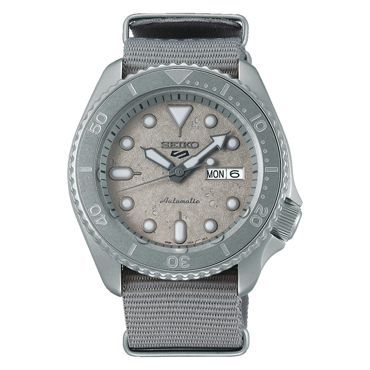Seiko 5 Sports 100M Automatic Men's Watch Cement Grey Nylon Strap SRPG61K1