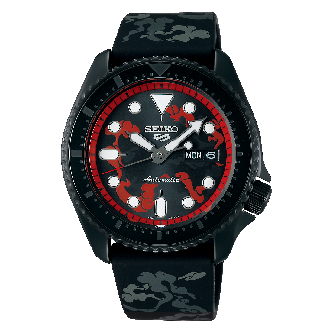Seiko 5 Sports 100M One Piece x Luffy LE Automatic Men's Watch Black x Red Dial SRPH65K1