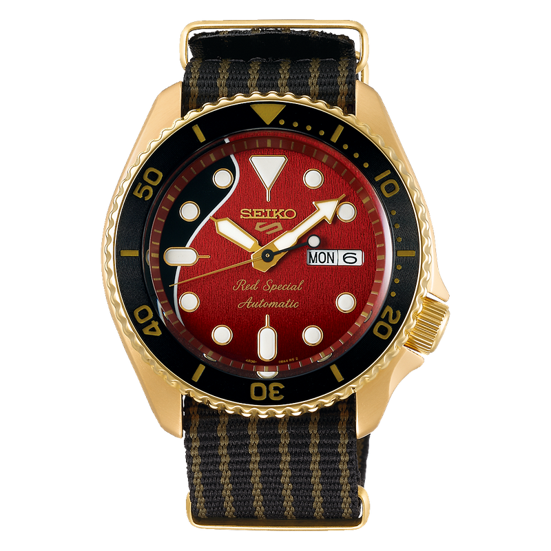 Seiko 5 Sports 100M LE Queen's Brian May Red Special II Men's Watch Nylon Strap SRPH80K1