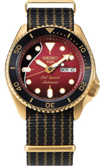 Seiko 5 Sports 100M LE Queen's Brian May Red Special II Men's Watch Nylon Strap SRPH80K1