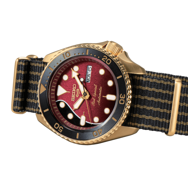 Seiko 5 Sports 100M LE Queen's Brian May Red Special II Men's Watch Nylon Strap SRPH80K1