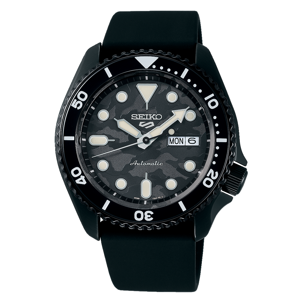 Seiko 5 Sports 100M LE Yuto Horigome Automatic Men's Watch Black Camo Dial SRPJ39K1