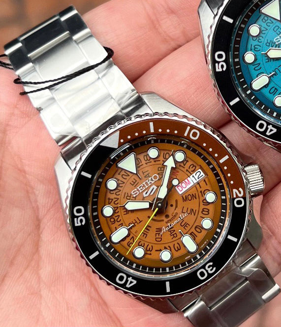 Seiko 5 100M Skeleton Style Brown Dial Automatic Watch SRPJ47K1