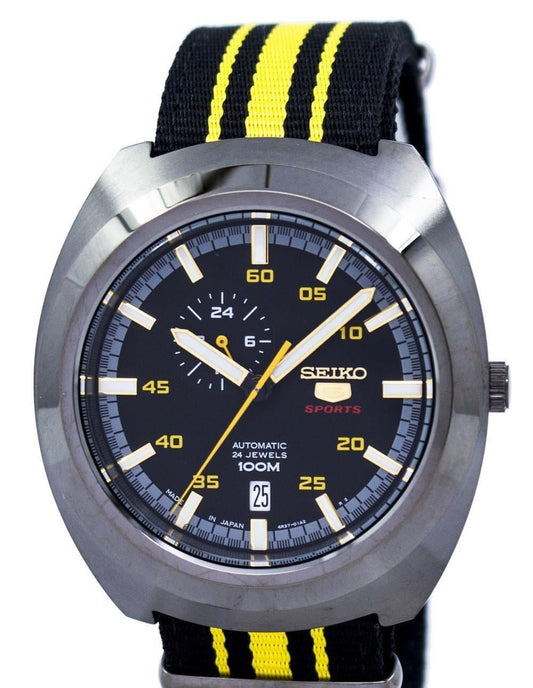 Seiko 5 Sports JAPAN Made 100M 24 Hour Sub-dial Black Helmet Turtle Automatic Men's Nylon Strap Watch SSA289J1 - Diligence1International