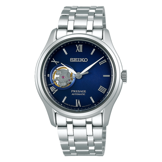 Seiko Presage Karesansui Blue Open Heart Stainless Steel Men's Watch SSA411J1 - Diligence1International
