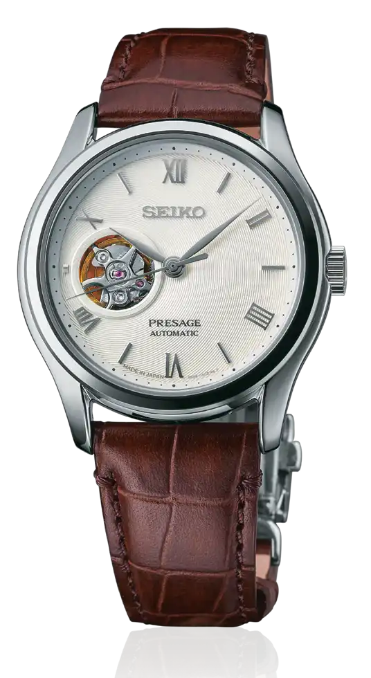 Seiko Presage Karesansui White Open Heart Men's Brown Leather Strap Watch SSA413J1 - Diligence1International