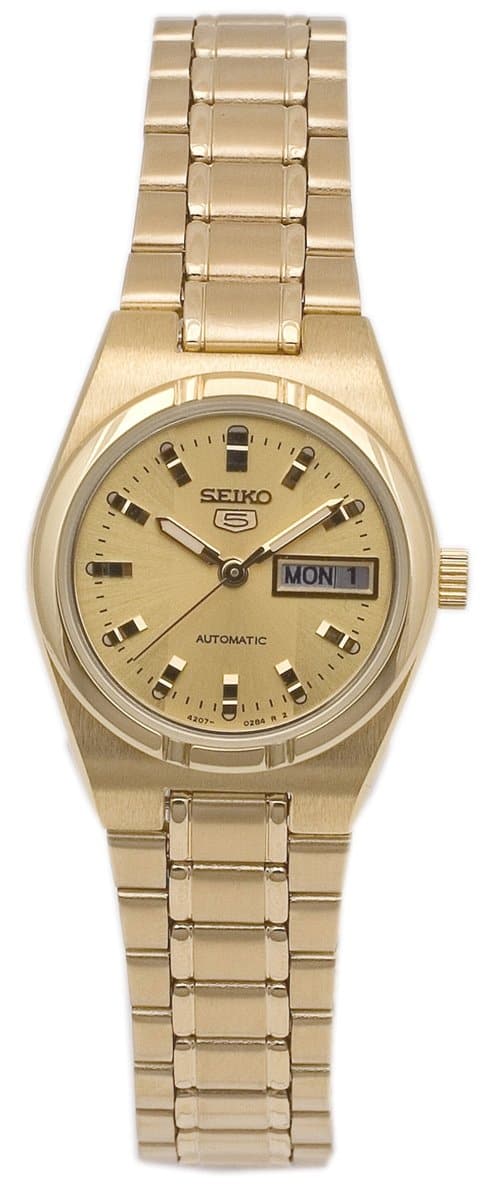 Seiko 5 Classic Gold Dial Couple's Gold Plated Stainless Steel Watch Set SNKK20K1+SYM600K1 - Diligence1International
