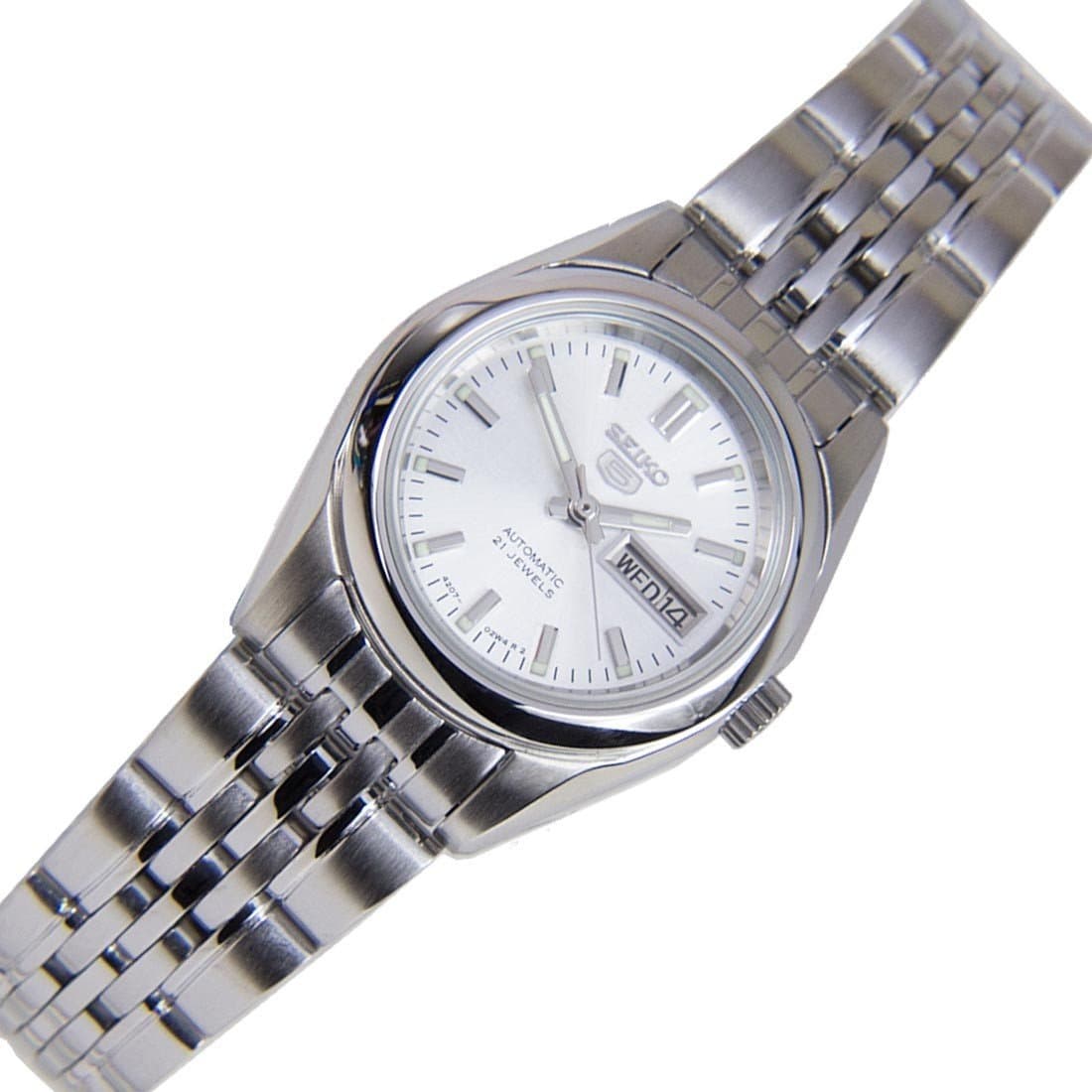 Seiko 5 Classic Ladies Size Silver Dial Stainless Steel Strap Watch SYMA27K1 - Diligence1International