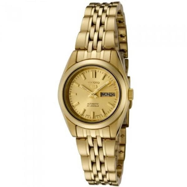 Seiko 5 Classic Gold Dial Couple's Gold Plated Stainless Steel Watch Set SNK366K1+SYMA38K1 - Diligence1International