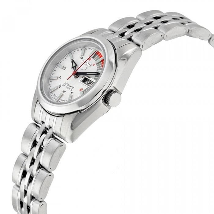 Seiko 5 Classic White Dial with Red Bar Couple's Stainless Steel Watch Set SNK369K1+SYMA41K1 - Diligence1International