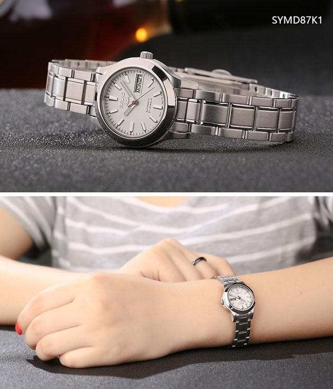 Seiko 5 Classic Ladies Size White Dial Stainless Steel Strap Watch SYMD87K1 - Diligence1International