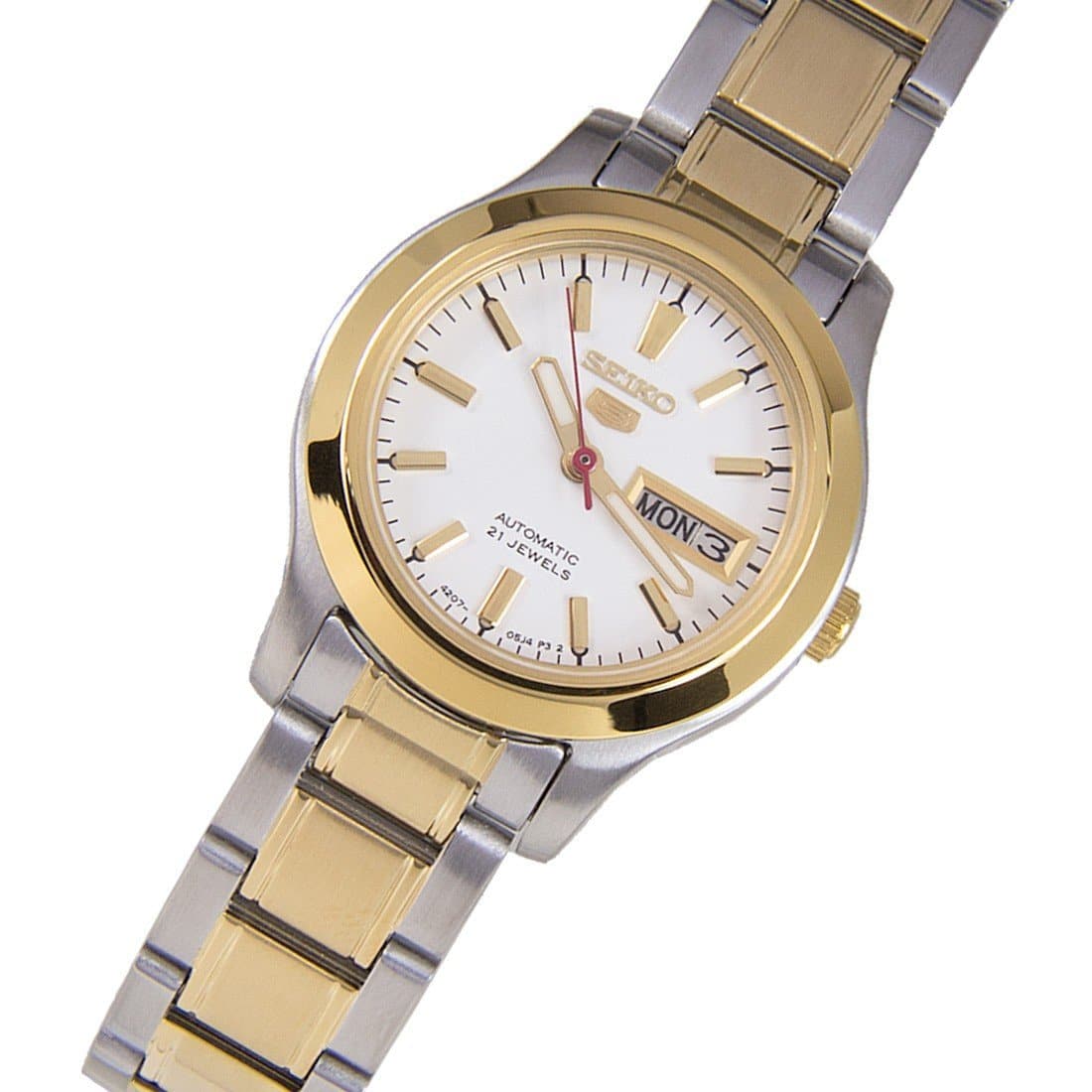 Seiko 5 Classic Ladies Size White Dial 2 Tone Gold Plated Stainless Steel Strap Watch SYMD90K1 - Diligence1International