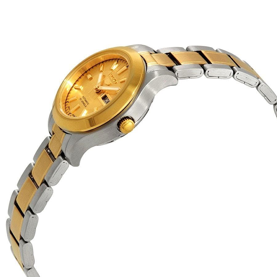 Seiko 5 Classic Gold Dial Couple's 2 tone Gold Plated Stainless Steel Watch Set SNK792K1+SYMD92K1 - Diligence1International