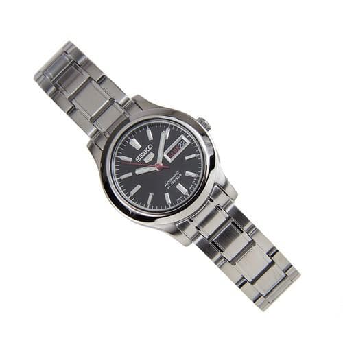 Seiko 5 Classic Black Dial with Red Bar Couple's Stainless Steel Watch Set SNKK31K1+SYMD95K1 - Diligence1International