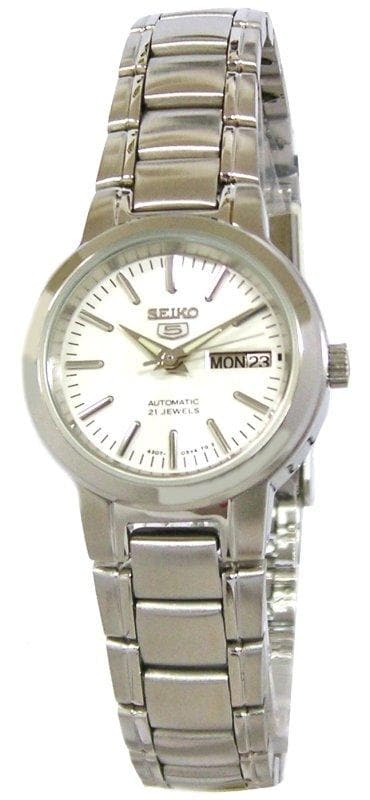 Seiko 5 Classic White Dial with Red Bar Couple's Stainless Steel Watch Set SNKK25K1+SYME39K1 - Diligence1International