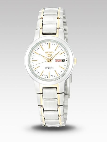 Seiko 5 Classic White Dial Couple's 2 tone Gold Plated Stainless Steel Watch Set SNKL47K1+SYME44K1 - Diligence1International