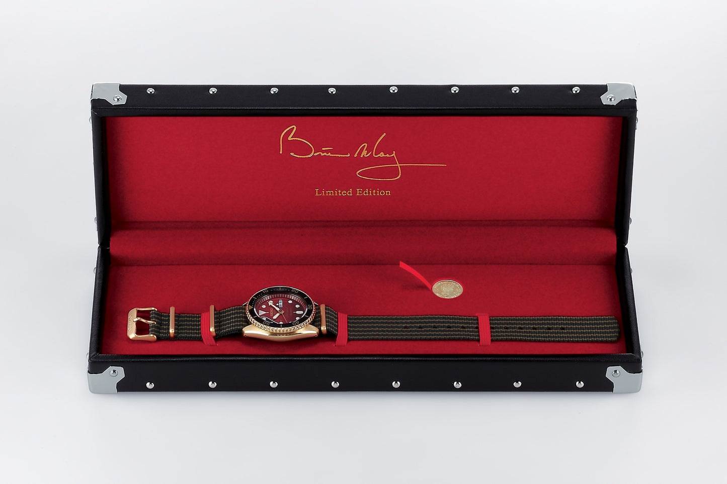 Seiko 5 Sports 100M LE Queen's Brian May Red Special II Men's Watch Nylon Strap SRPH80K1