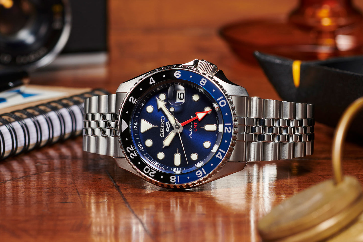 Seiko 5 100M GMT Style Blue Dial Automatic Watch SSK003K1