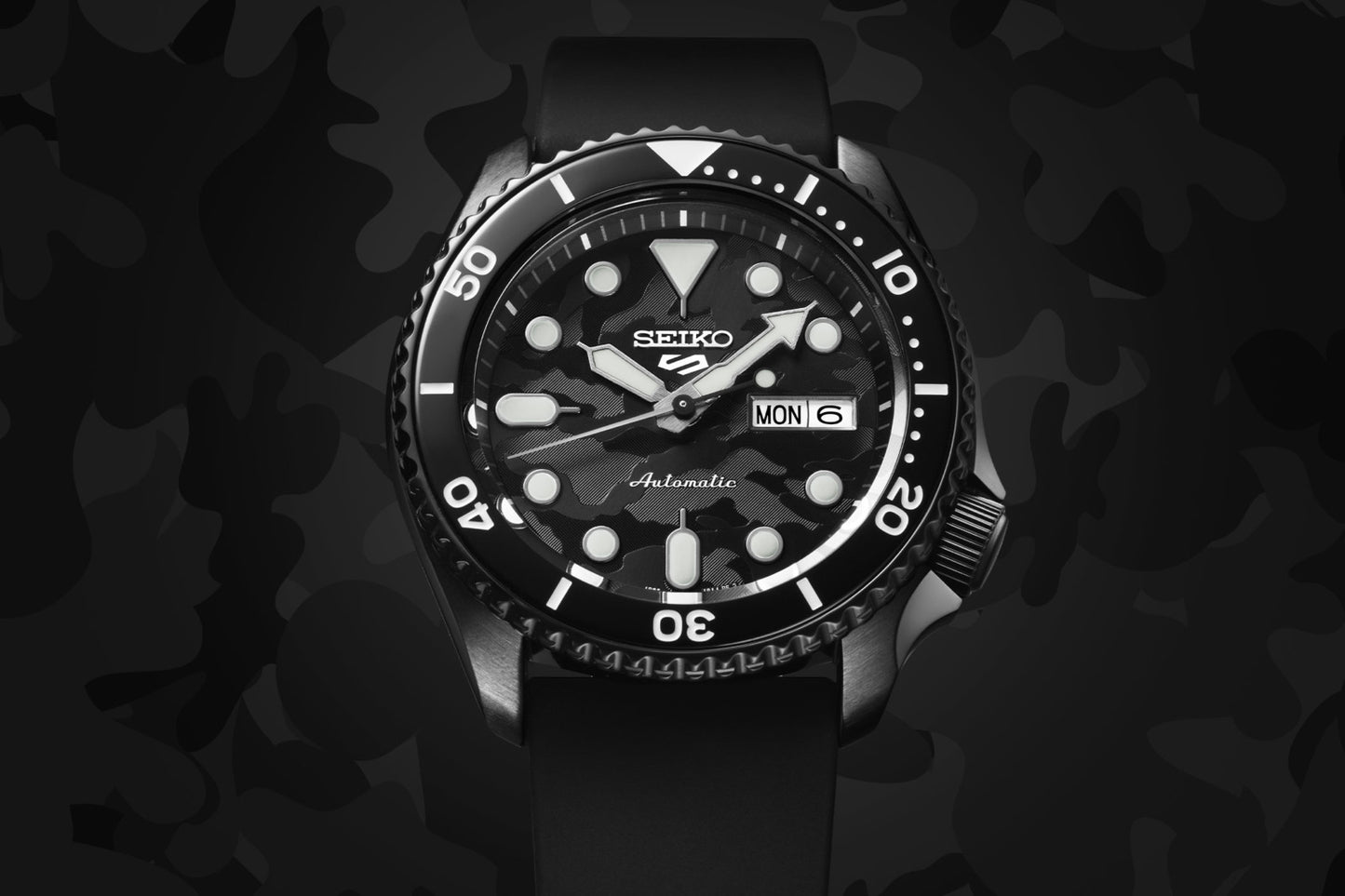 Seiko 5 Sports 100M LE Yuto Horigome Automatic Men's Watch Black Camo Dial SRPJ39K1