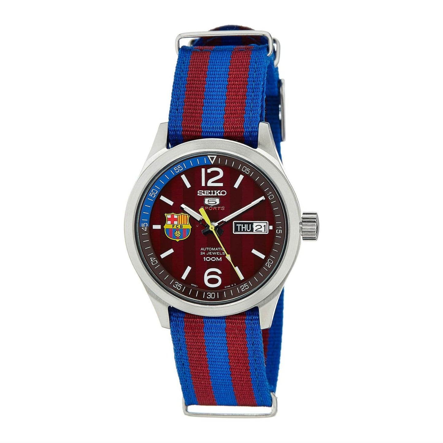 Seiko 5 Sports FC Barcelona 100M Red Dial Men's Watch Nylon Strap SRP305K1 - Diligence1International