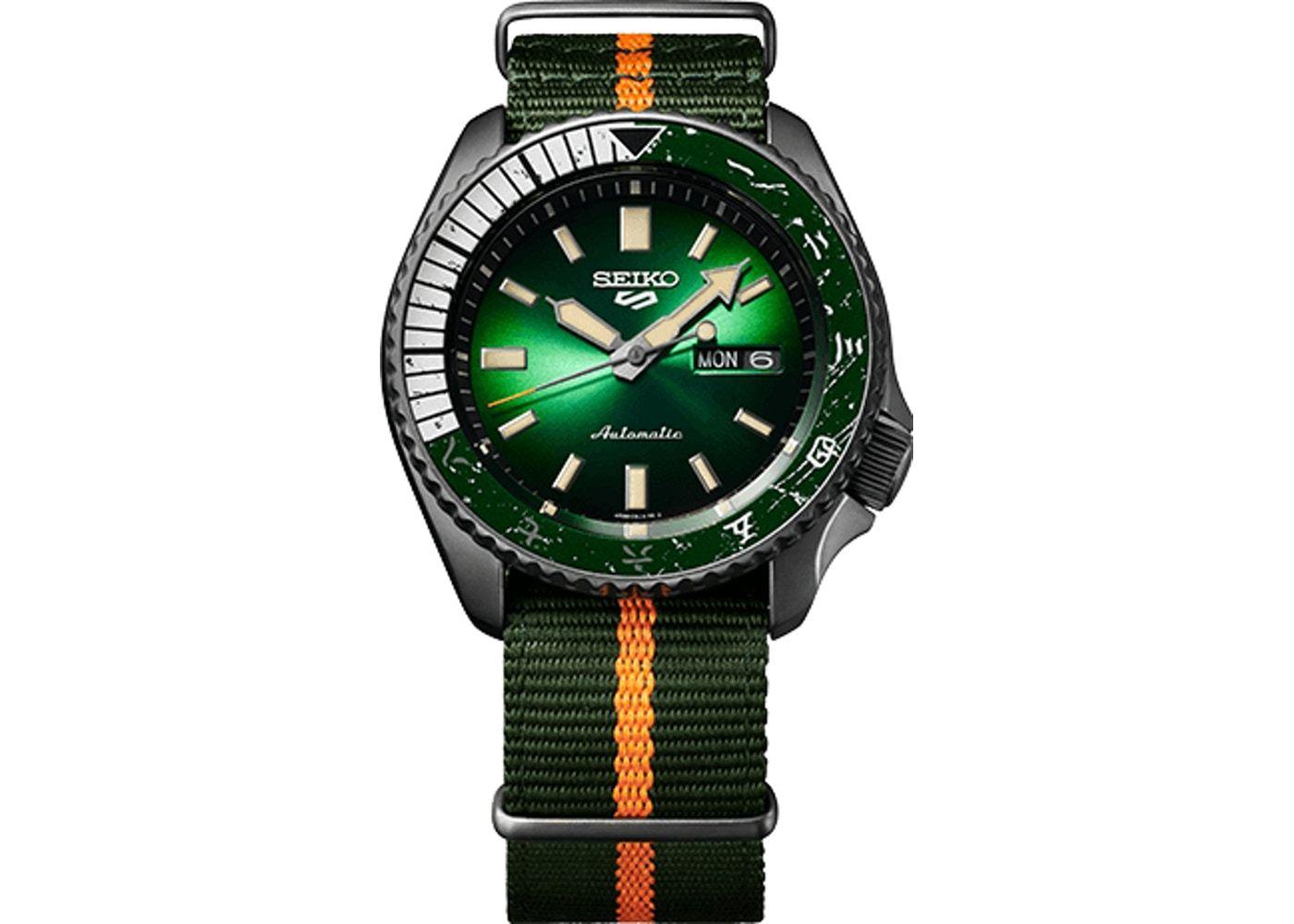 Seiko 5 Sports 100M Naruto LE Rock Lee Automatic Men's Watch Green Dial Nylon Strap SRPF73K1 - Diligence1International