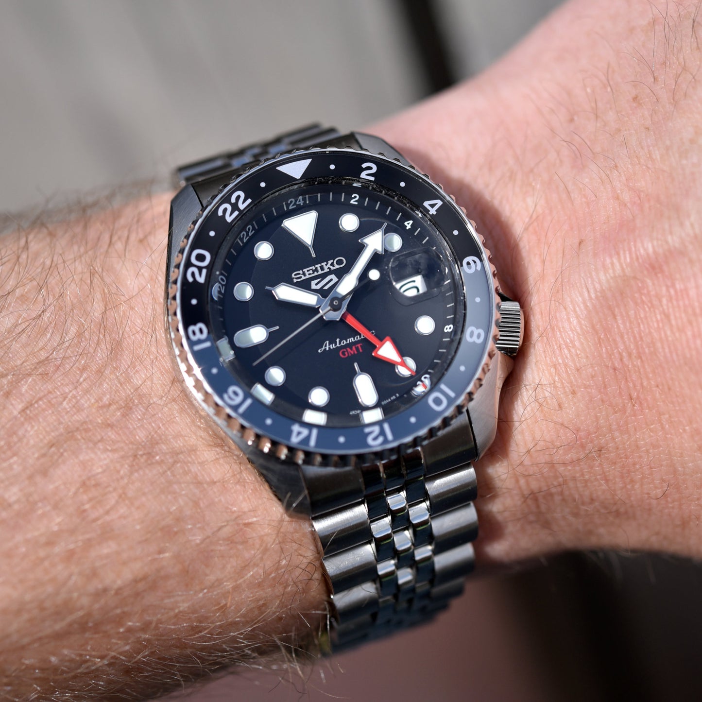 Seiko 5 100M GMT Style Black Dial Automatic Watch SSK001K1