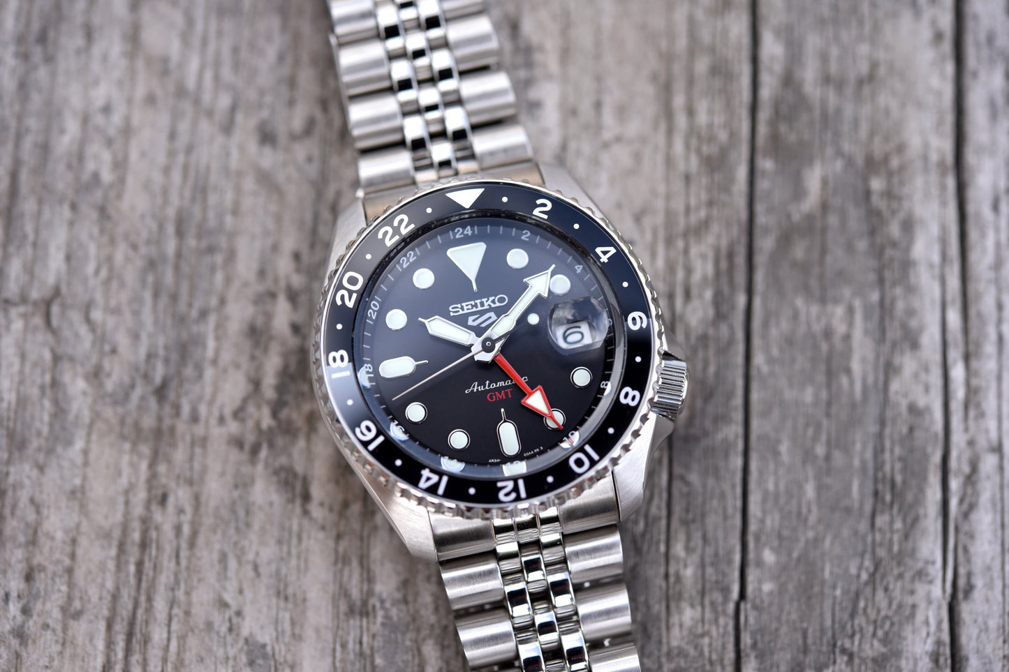 Seiko 5 100M GMT Style Black Dial Automatic Watch SSK001K1