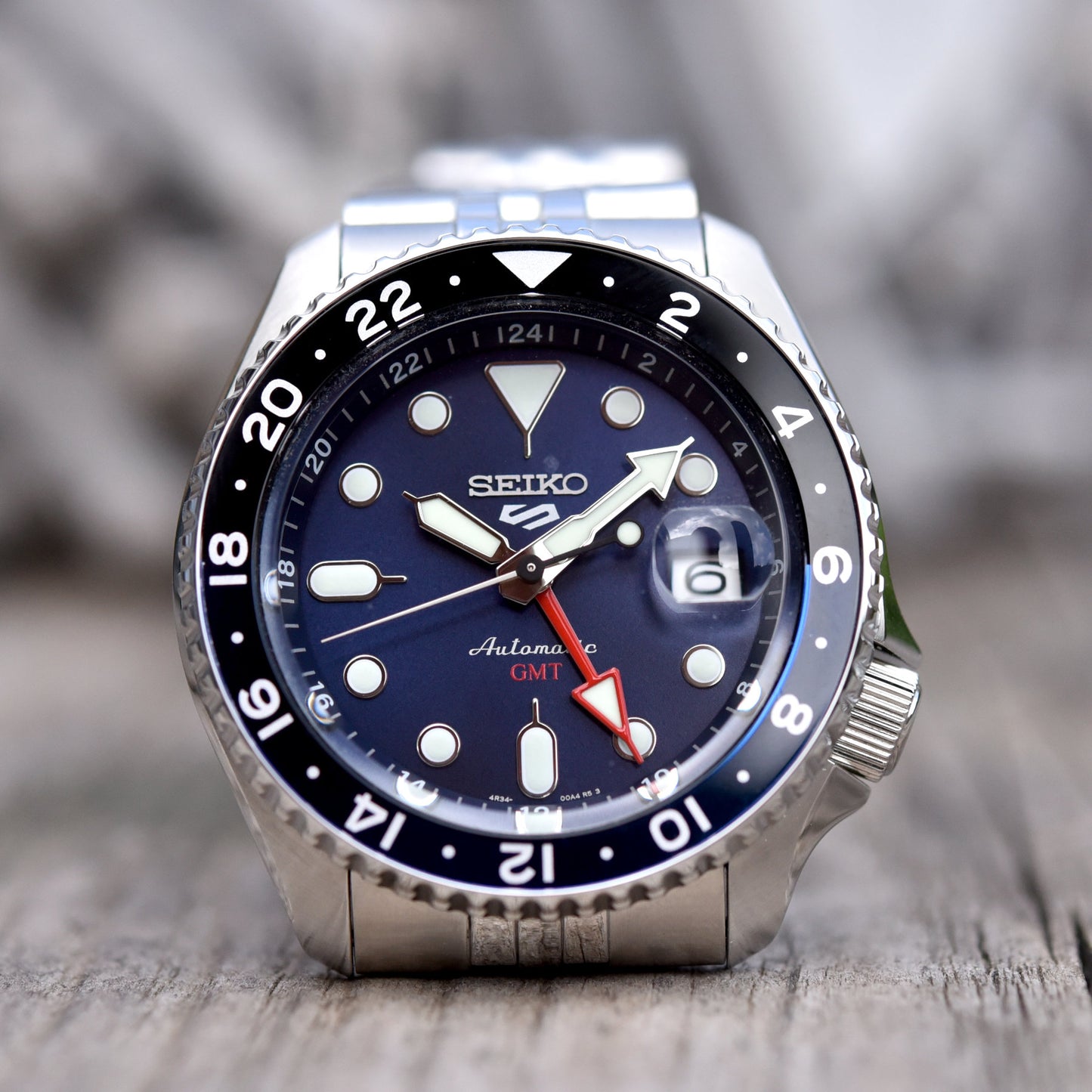 Seiko 5 100M GMT Style Blue Dial Automatic Watch SSK003K1