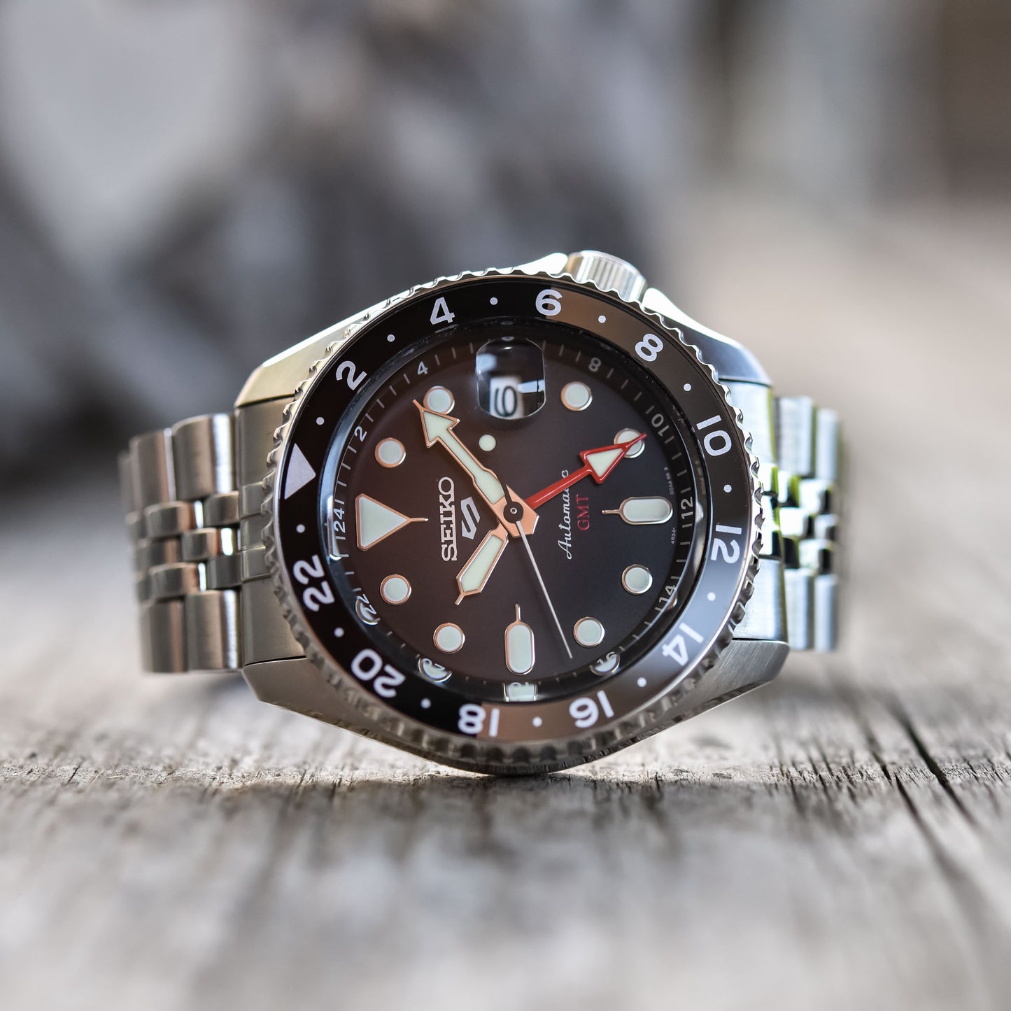 Seiko 5 100M GMT Style Black Dial Automatic Watch SSK001K1