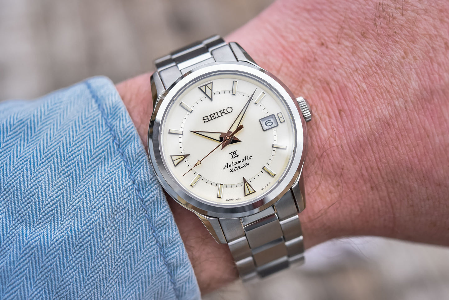 Seiko Japan Made Prospex 1959 Baby Alpinist Silver Cream Men's Stainless Watch SPB241J1