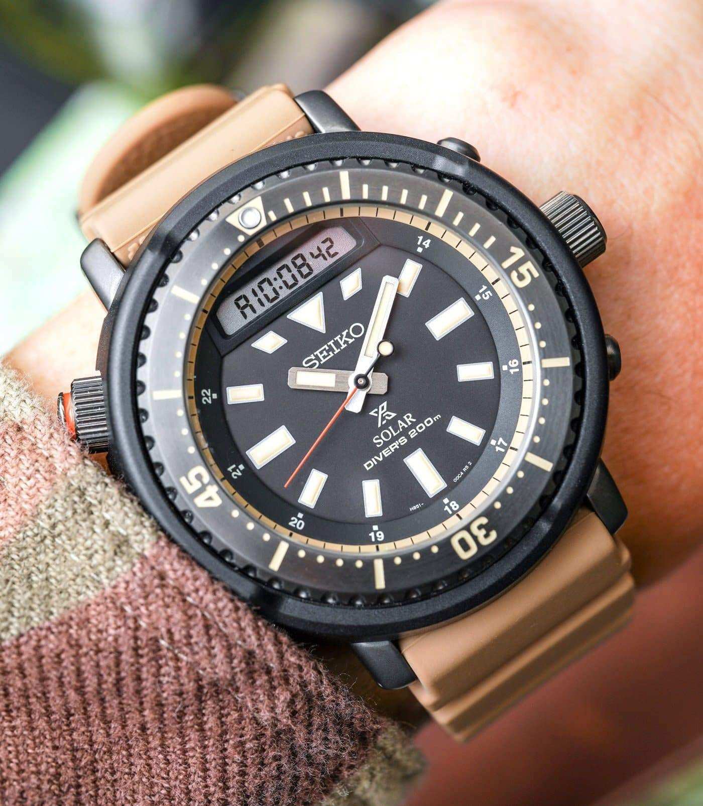 Seiko Urban Safari Series Arnie Solar Tuna Desert Beige Diver's Men's Watch SNJ029P1 - Diligence1International