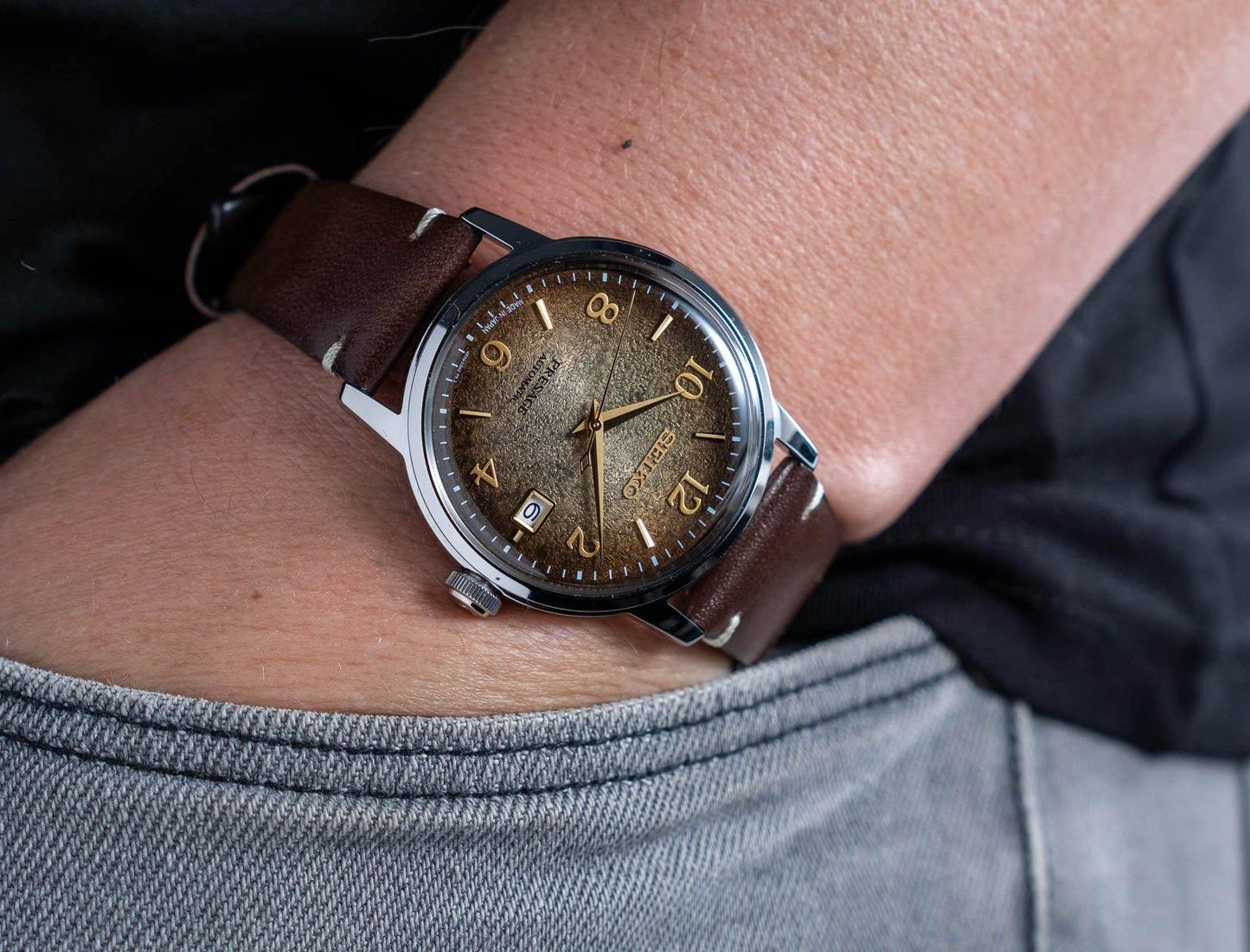 Seiko Presage LE Cocktail Time Hojicha Brown Men's Leather Strap Watch SRPF43J1 - Diligence1International