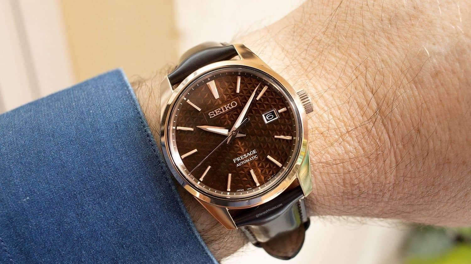 Seiko JAPAN Made Presage Sharp Edged Series Susutake Brown Men's Leather Strap Watch SPB170J1 - Diligence1International