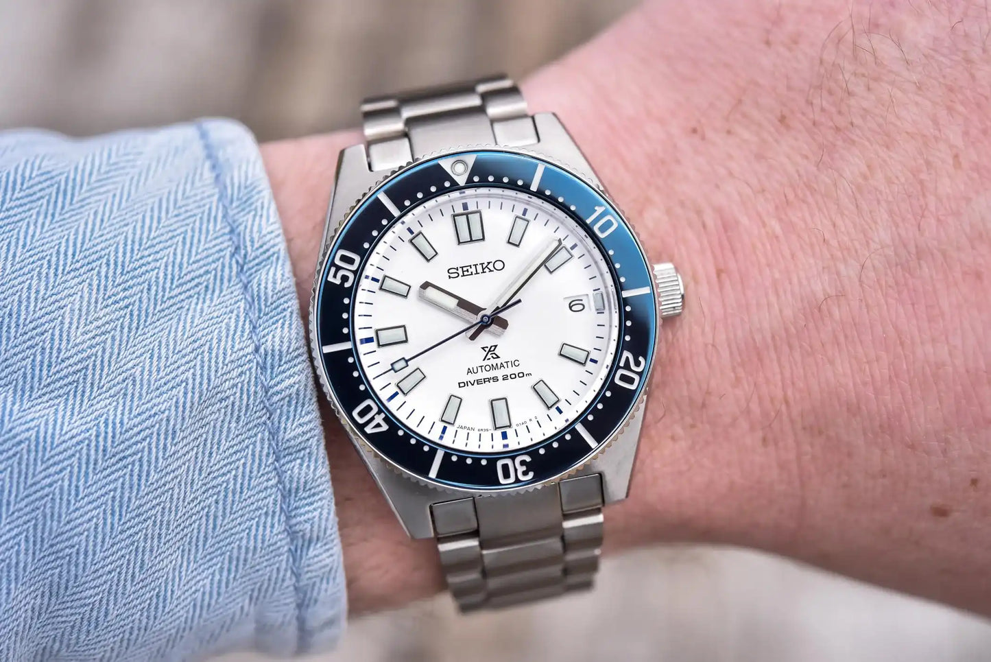 Seiko 62MAS Prospex Diver's 140th Anniv LE Blue White Theme Men's Stainless Steel Watch SPB213J1