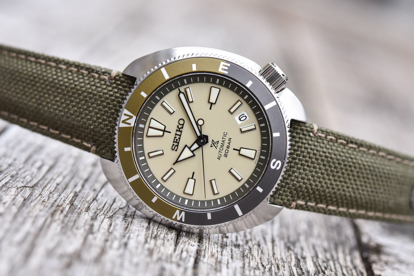 Seiko Prospex Turtle Green Land Tortoise 200M Polyester Strap Watch SRPG13K1