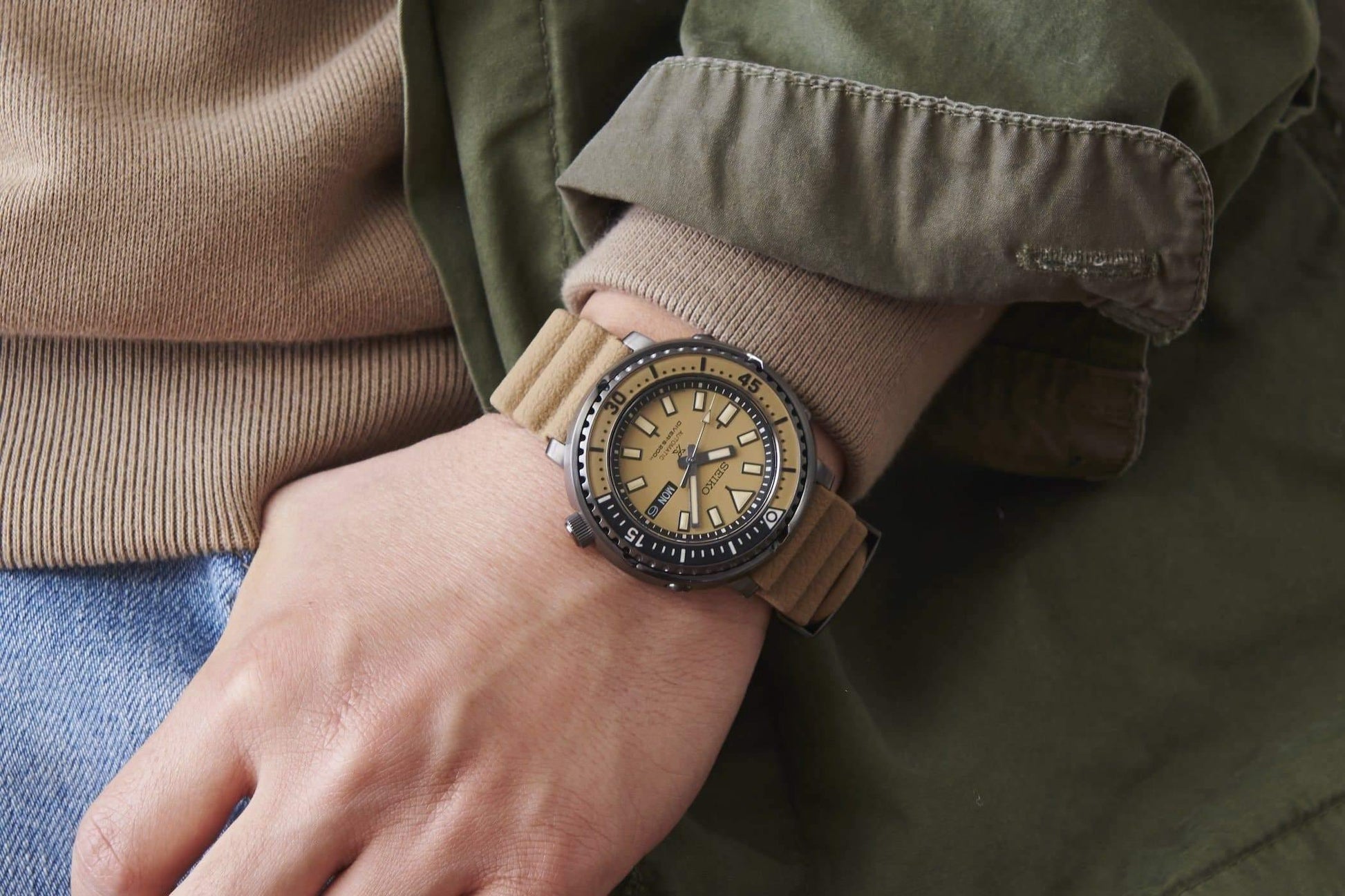 Seiko Prospex Men's Urban Safari "Desert Beige" Baby Tuna Watch SRPE29K1 - Diligence1International