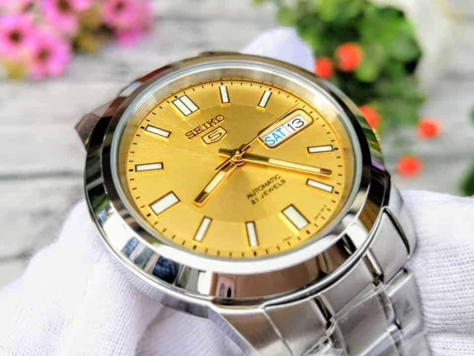 Seiko 5 Classic Men's Size Gold Dial Stainless Steel Strap Watch SNKK13K1 - Diligence1International
