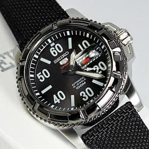 Seiko 5 Sports Military 100M Automatic Men's Watch Black Nylon Strap SRP219K1 - Diligence1International