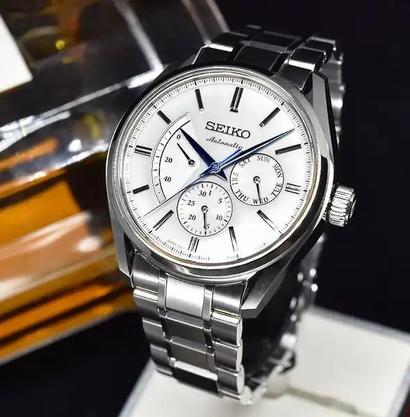 Seiko JDM Presage White Men's Stainless Steel Watch w/ Pow. Res. Indicator SARW021 - Diligence1International