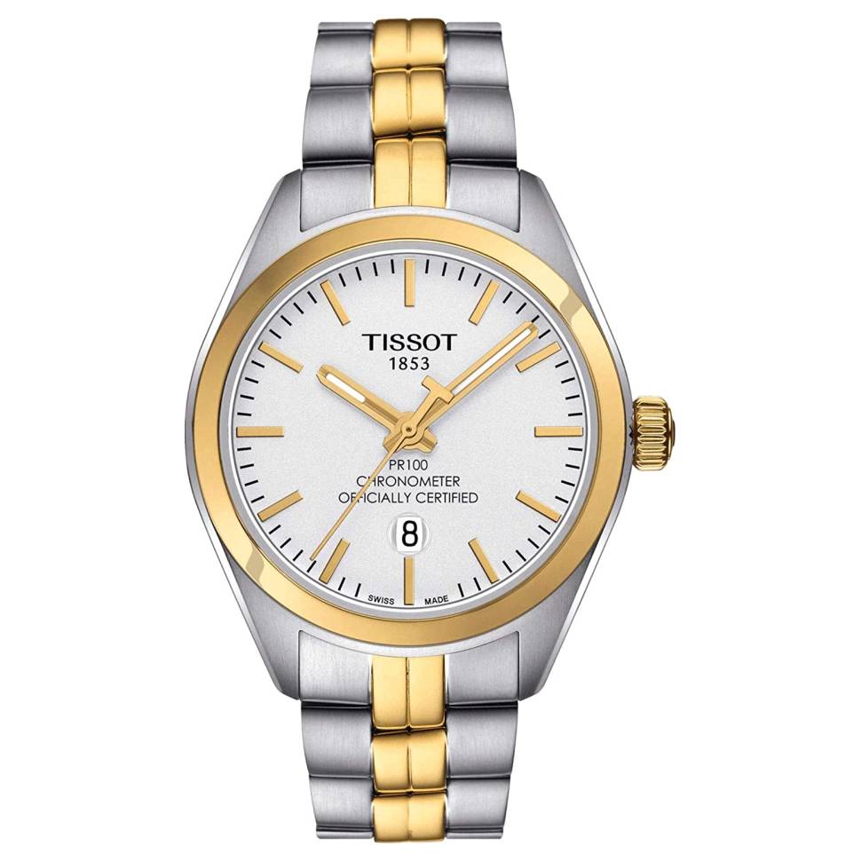 Tissot Swiss Made T-Classic PR100 Chronometer 2 Tone Gold Plated Ladies' Watch T1012512203100 - Diligence1International