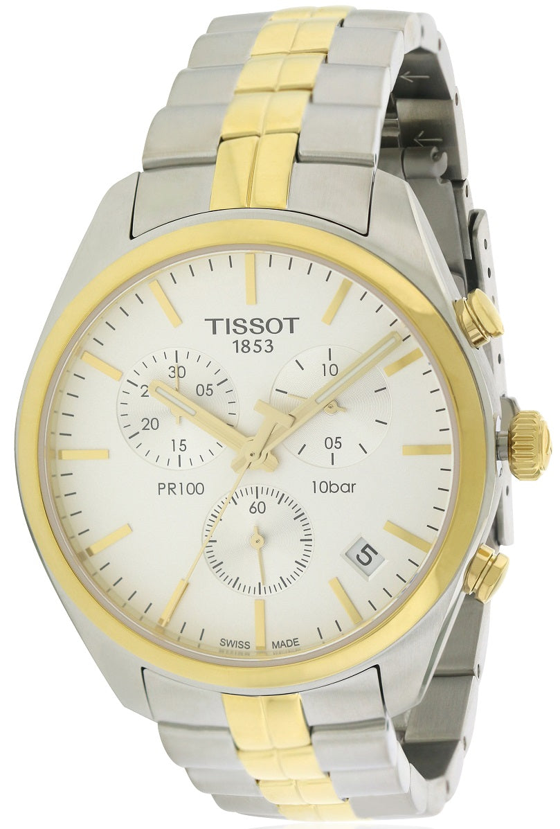 Tissot Swiss Made T-Classic PR100 Chronograph 2 Tone Gold Stainless Steel Men's Watch T1014172203100 - Diligence1International