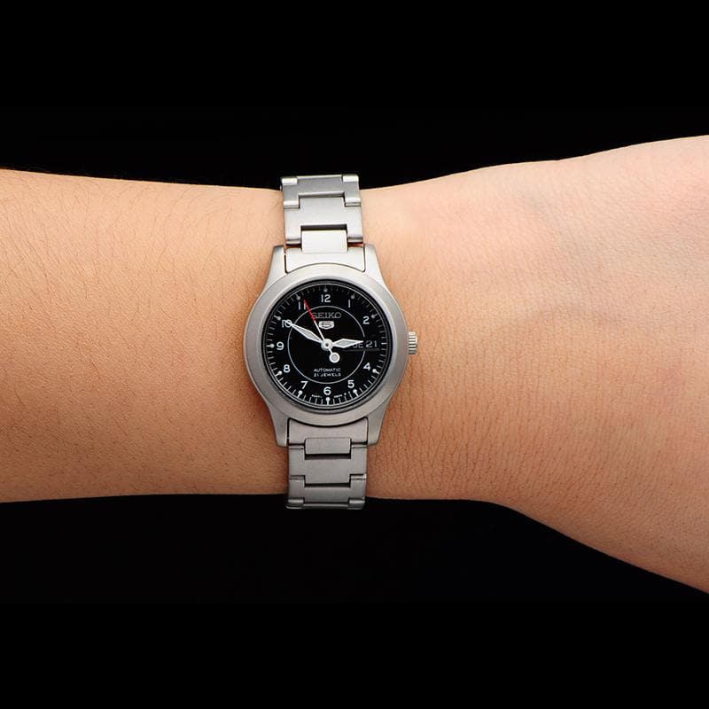 Seiko 5 Classic Ladies Size Black Dial Stainless Steel Strap Watch SYME03K1 - Diligence1International