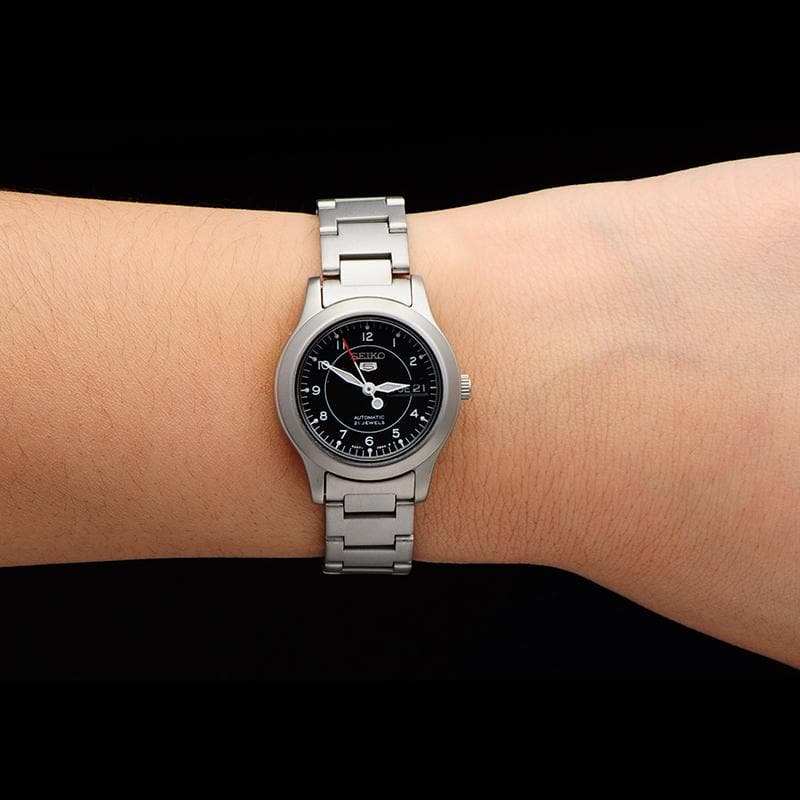 Seiko 5 Classic Ladies Size Black Dial Stainless Steel Strap Watch SYME03K1 - Diligence1International